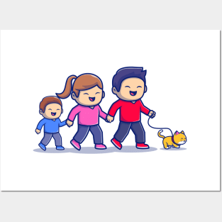 Cute Family Walking Posters and Art